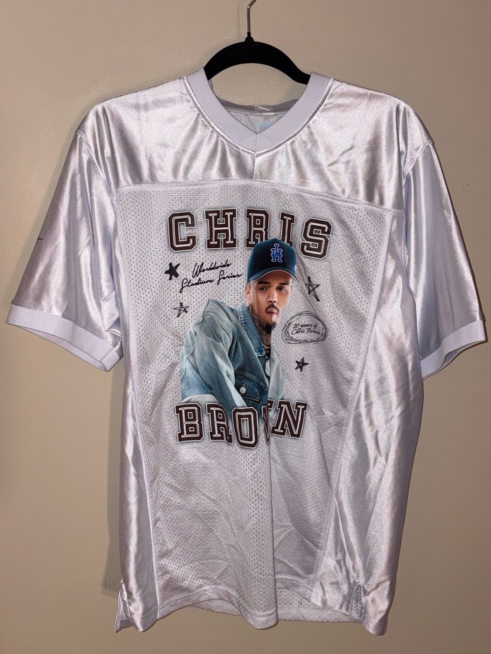 White Graphic Mesh Short-Sleeve Shirt